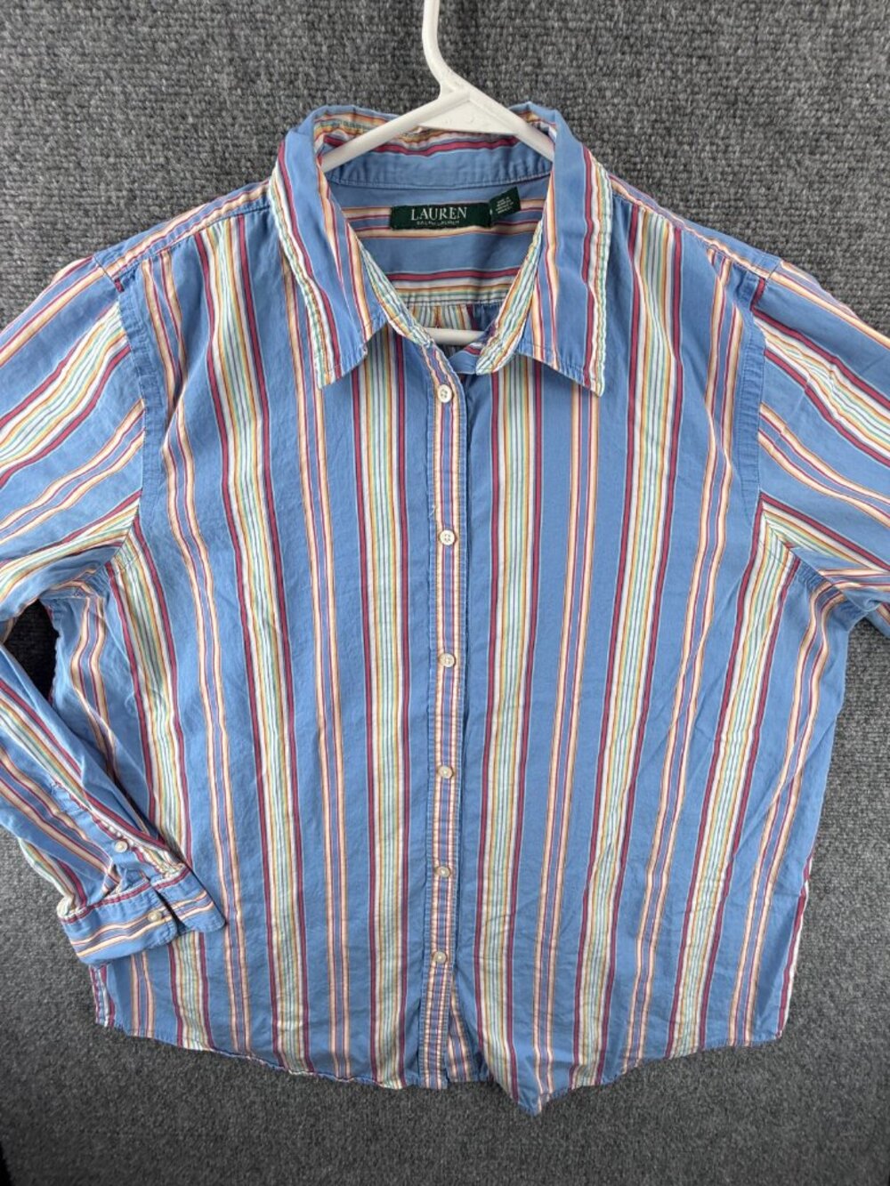 Lauren Ralph Lauren Striped Glue Red Button Up Shirt Size 16 Plus Woven Adult